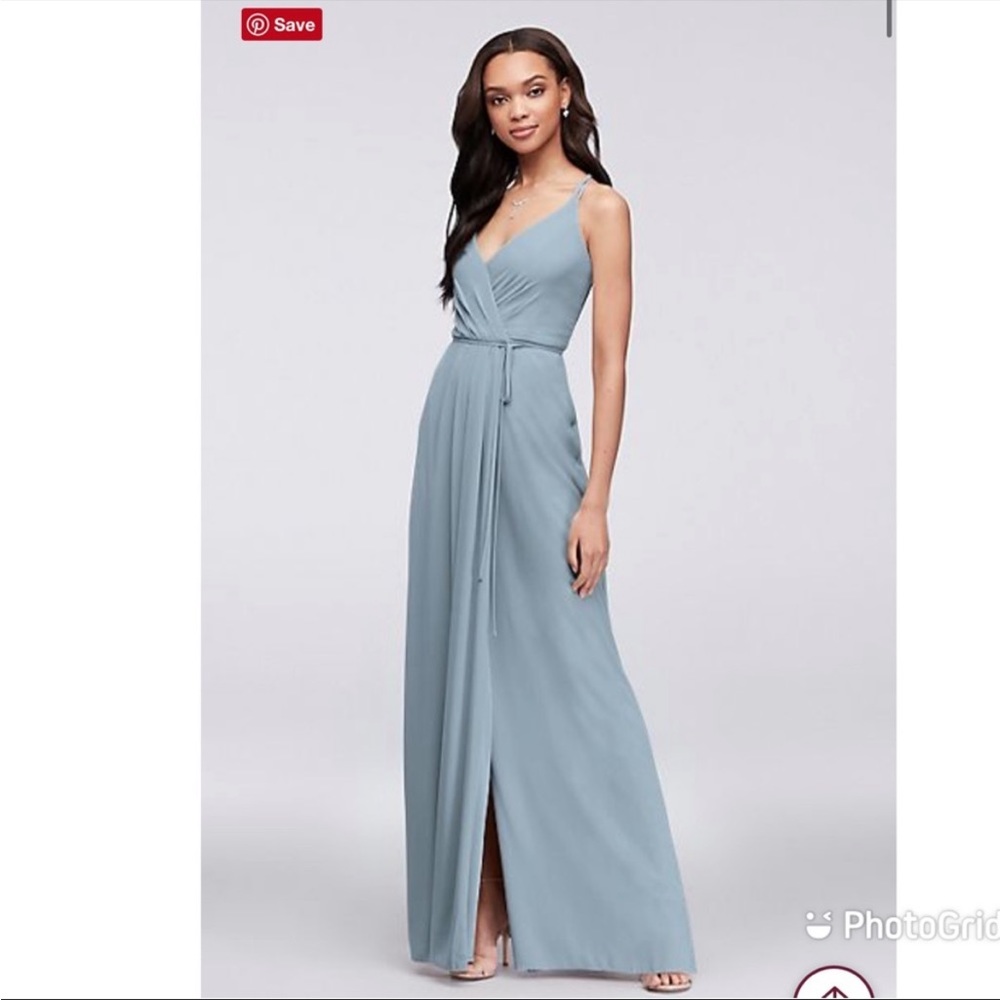 Double-Strap Bridesmaid Wrap Dress DAVID'S BRIDAL  4XLF19755 Bridesmaid Dress